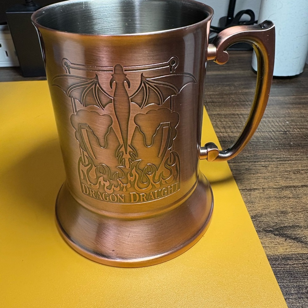 Copper Engraved Mug with Dragon Patterns